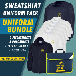 Bundle offer of 3 Sweatshirt, 5 poloshrts, 1 Fleece Jacket and a Book Bag!